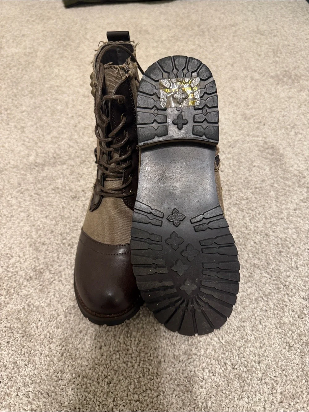 groove Brown and Tan Lace-Up Ankle Boots
